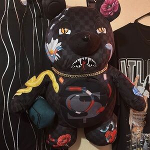 Sprayground Black Bear Backpack with Multicolor Accents